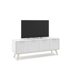 Mueble para televisión 4 puertas Campos acabado blanco/blanco cera 53cm(alto) 140cm(ancho) 40cm(largo).