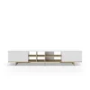 Mueble para televisión 2 puertas y 6 huecos Celia acabado blanco/roble, 44cm(alto) 230cm(ancho) 35.6cm(largo).