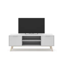Mueble para televisión 2 puertas 2 huecos Campos acabado blanco/blanco cera 53cm(alto) 140cm(ancho) 40cm(largo)