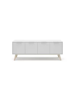 Mueble para televisión 4 puertas Campos acabado blanco/blanco cera 53cm(alto) 140cm(ancho) 40cm(largo).
