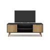 Mueble para televisión modelo Julen 2 puertas 2 huecos acabado natural/bocamina, 140cm(ancho) 53cm(alto) 40cm (fondo)