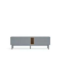 Mueble para televisión modelo Corvo 2 puertas 2 cajones acabado gris perla, 40cm(ancho) 56cm(alto) 180cm (largo)
