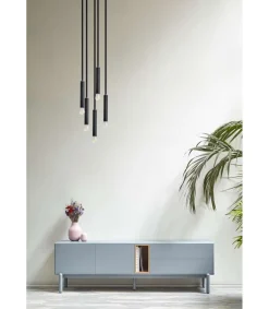 Mueble para televisión modelo Corvo 2 puertas 2 cajones acabado gris perla, 40cm(ancho) 56cm(alto) 180cm (largo)