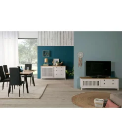 Mueble para televisión modelo Luna acabado blanco 158 cm(ancho) 49.5 cm(alto) 40 cm (fondo)