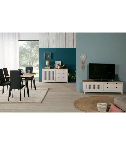 Mueble para televisión modelo Luna acabado blanco 158 cm(ancho) 49.5 cm(alto) 40 cm (fondo)