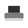Mueble para televisión Nicolás 4 puertas acabado verde kaki/cera blanca, 53cm(alto) 140cm(ancho) 40cm(fondo)..