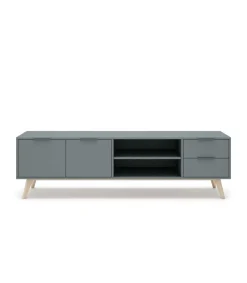 Mueble para televisión Nicolás acabado verde kaki/cera blanca, 53cm(alto) 180cm(ancho) 40cm(fondo)..