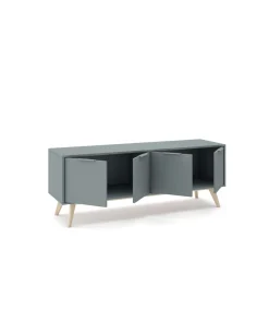 Mueble para televisión Nicolás 4 puertas acabado verde kaki/cera blanca, 53cm(alto) 140cm(ancho) 40cm(fondo)..