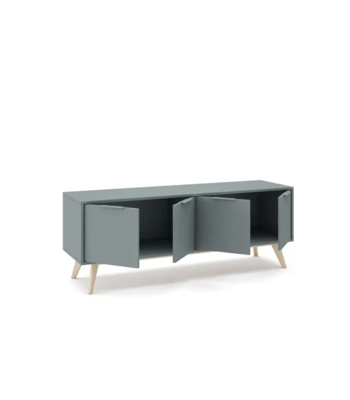 Mueble para televisión Nicolás 4 puertas acabado verde kaki/cera blanca, 53cm(alto) 140cm(ancho) 40cm(fondo)..