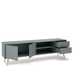 Mueble para televisión Nicolás acabado verde kaki/cera blanca, 53cm(alto) 180cm(ancho) 40cm(fondo)..