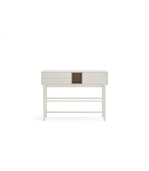 Mueble recibidor modelo Corvo 1 puerta 2 cajones acabado crema, 35cm(ancho) 90cm(alto) 120cm (largo)
