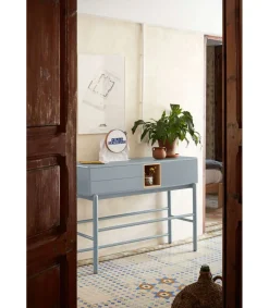 Mueble recibidor modelo Corvo 1 puerta 2 cajones acabado gris pela, 35cm(ancho) 90cm(alto) 120cm (largo)
