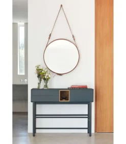 Mueble recibidor modelo Corvo 1 puerta 2 cajones acabado gris antracita, 35cm(ancho) 90cm(alto) 120cm (largo)