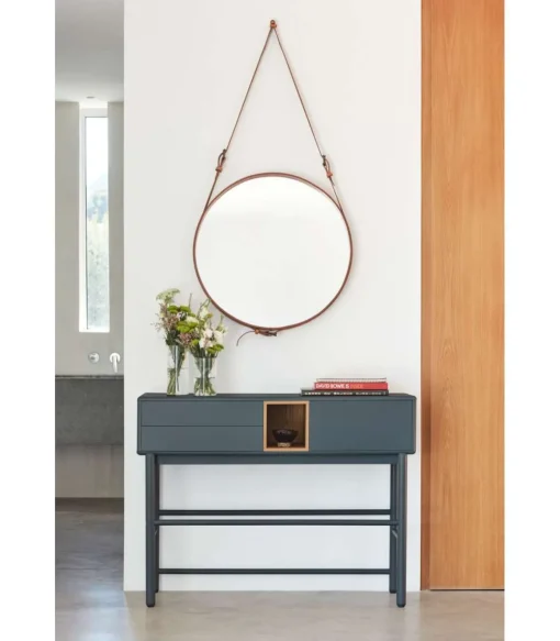 Mueble recibidor modelo Corvo 1 puerta 2 cajones acabado gris antracita, 35cm(ancho) 90cm(alto) 120cm (largo)