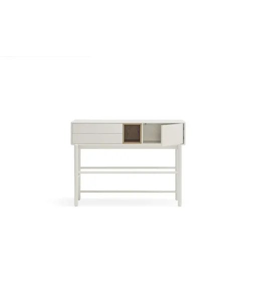 Mueble recibidor modelo Corvo 1 puerta 2 cajones acabado crema, 35cm(ancho) 90cm(alto) 120cm (largo)