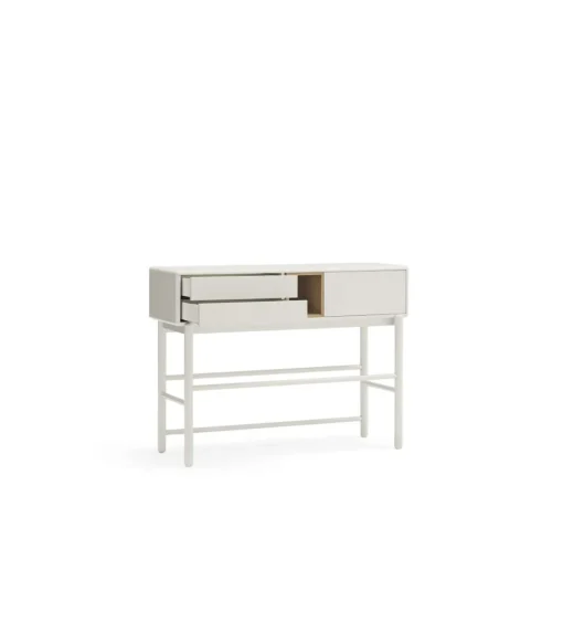 Mueble recibidor modelo Corvo 1 puerta 2 cajones acabado crema, 35cm(ancho) 90cm(alto) 120cm (largo)