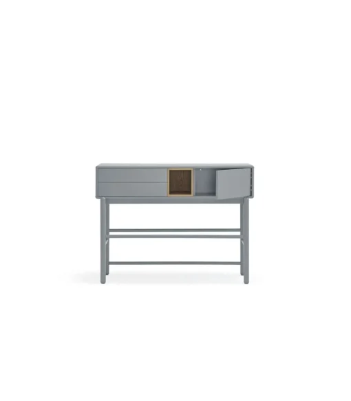 Mueble recibidor modelo Corvo 1 puerta 2 cajones acabado gris pela, 35cm(ancho) 90cm(alto) 120cm (largo)