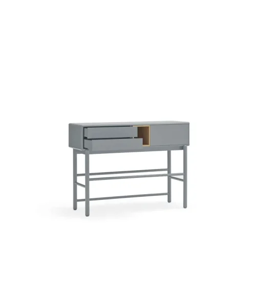 Mueble recibidor modelo Corvo 1 puerta 2 cajones acabado gris pela, 35cm(ancho) 90cm(alto) 120cm (largo)