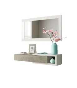 Mueble recibidor Zoe en blanco artik y roble alaska
