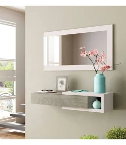 Mueble recibidor Zoe en blanco artik y roble alaska