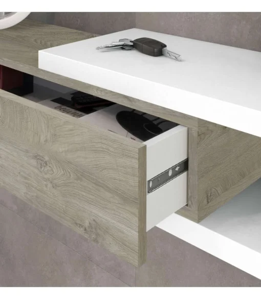 Mueble recibidor Zoe en blanco artik y roble alaska