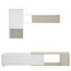 Mueble salón Escañuela flexible en blanco brillo/natural