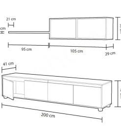 Mueble salon Alida Blanco Artik- Oxido 43 cm(alto)200 cm(ancho)41 cm(largo)