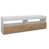 Mueble televisión Alonso acabado polar-artisan, 50cm(alto) 200cm(ancho) 40cm(largo)