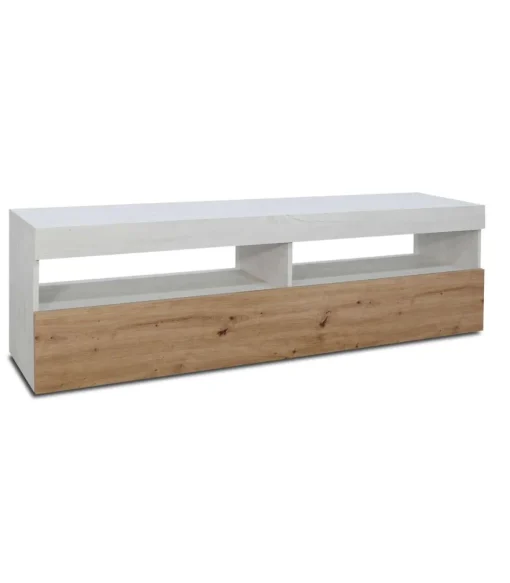 Mueble televisión Alonso acabado polar-artisan, 50cm(alto) 200cm(ancho) 40cm(largo)