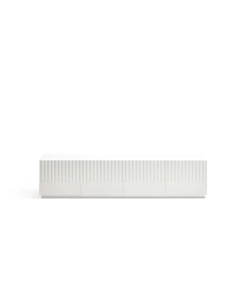 Mueble televisión modelo Doric 4 puertas 2 cajones interiores acabado blanco, 46cm(ancho) 42cm(alto) 180cm (largo)