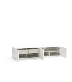 Mueble televisión modelo Doric 4 puertas 2 cajones interiores acabado blanco, 46cm(ancho) 42cm(alto) 180cm (largo)