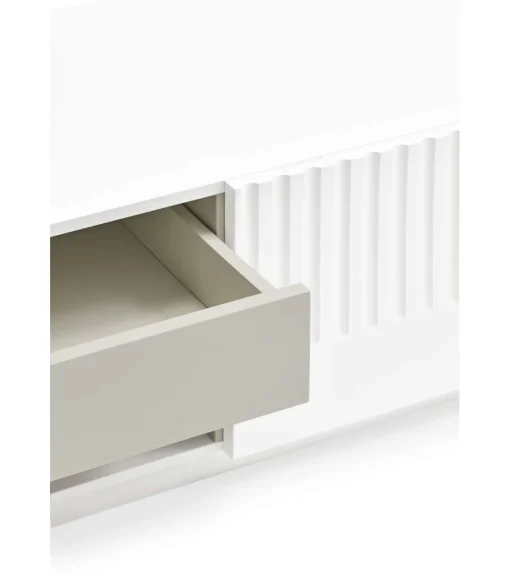 Mueble televisión modelo Doric 4 puertas 2 cajones interiores acabado blanco, 46cm(ancho) 42cm(alto) 180cm (largo)