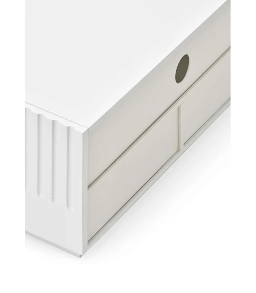 Mueble televisión modelo Doric 4 puertas 2 cajones interiores acabado blanco, 46cm(ancho) 42cm(alto) 180cm (largo)