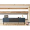 Mueble televisión para comedor modelo Punto 2 puertas 4 cajones acabado azul/negro, 40cm(ancho) 52cm(alto) 180cm (largo)