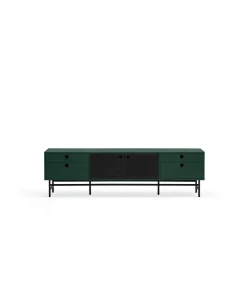 Mueble televisión para comedor modelo Punto 2 puertas 4 cajones acabado verde/negro, 40cm(ancho) 52cm(alto) 180cm (largo)