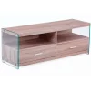 Mueble television Evan 2 cajones acabado roble con cristal 44 cm(alto)121 cm(ancho)39 cm(largo)