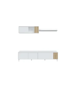 Mueble TV modelo Tempo en natur/blanco. 200 cm (Ancho) x 47 cm (Alto) x 40 cm (Fondo)