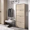 Mueble Zapatero Jaen con 4 trampones en natural. 61 cm(ancho) 149 cm(altura) 25 cm(fondo)