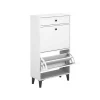 Mueble Zapatero Pili con 2 trampones 1 cajón en blanco soft, 61.1cm(ancho) 110cm(altura) 25.2cm(fondo)
