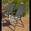 Pack 2 Sillónes-tumbonas apilables terraza jardín Sulam-5 acero /textilen gris antracita.