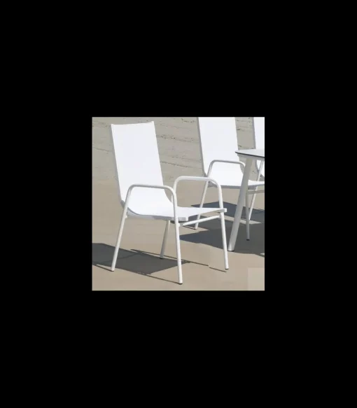 Pack 2 sillones terraza jardín Lerian aluminio blanco, 92cm(alto) 54cm(ancho) 82cm(fondo)