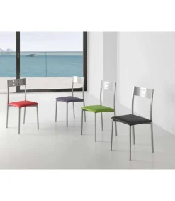 Pack de 4 sillas Alicia en polipiel verde, 41 x 47 x 86 cm (largo x alto x ancho)