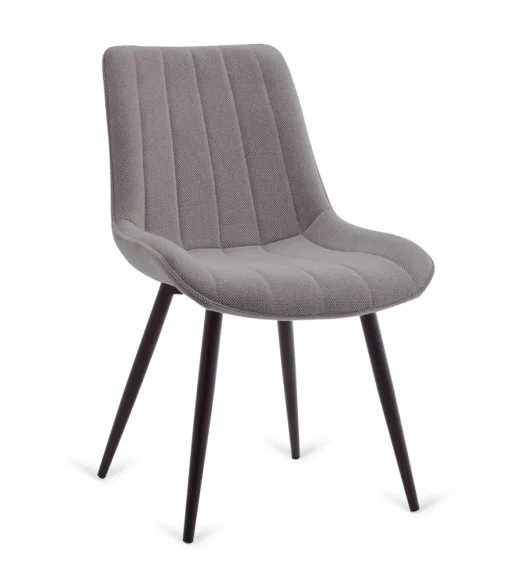 Pack de 4 sillas Altamira tapizadas en tejido gris patas negras. 61cm(ancho ) 87cm(altura) 52cm(fondo)