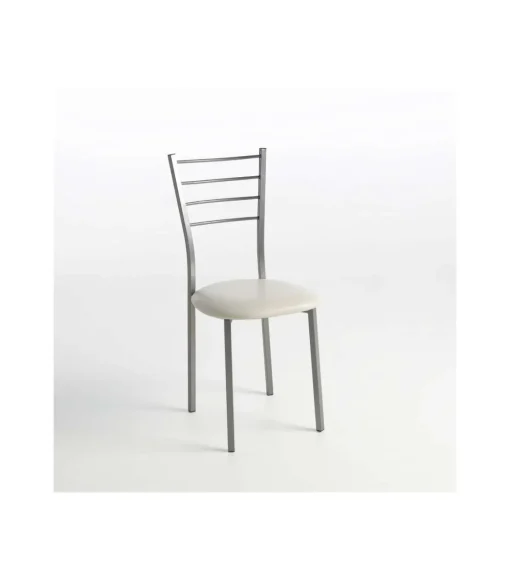 Pack de 2 sillas Berlin estructura gris tapizado crema, 90 cm(alto)38 cm(ancho)38 cm(largo)
