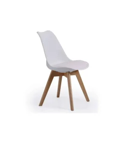 Pack de 4 sillas Bistro en simil piel blanco, 84 cm(alto)48 cm(ancho)54 cm(largo)