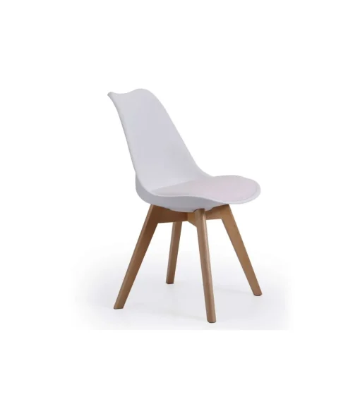 Pack de 4 sillas Bistro en simil piel blanco, 84 cm(alto)48 cm(ancho)54 cm(largo)
