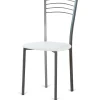 Pack de 4 sillas Cádiz de metal tapizado en blanco. 46 cm(ancho ) 86 cm(altura) 43 cm(fondo)