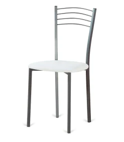 Pack de 4 sillas Cádiz de metal tapizado en blanco. 46 cm(ancho ) 86 cm(altura) 43 cm(fondo)