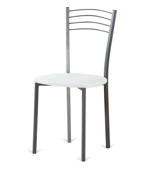 Pack de 4 sillas Cádiz de metal tapizado en blanco. 46 cm(ancho ) 86 cm(altura) 43 cm(fondo)