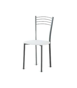 Pack de 4 sillas Cádiz de metal tapizado en blanco. 46 cm(ancho ) 86 cm(altura) 43 cm(fondo)